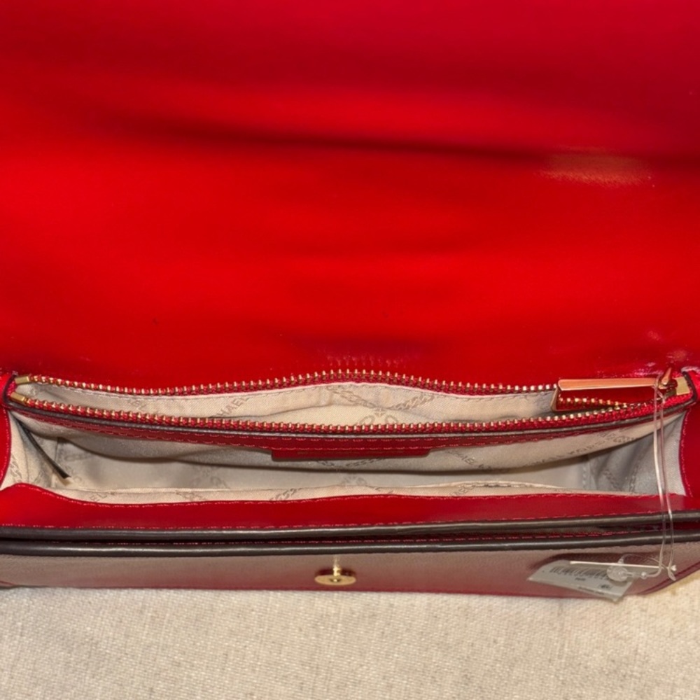 Michael Kors Red Leather Studded Crossbody with Gold Accents - Picture 4 of 5